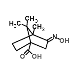 structure of CAS# 100055-50-3, (3E)-3-(Hydroxyimino)-4,7,7-Trimethylbicyclo[2.2.1]Heptane-1-Carboxylic Acid;3-(hydrox<wbr>yimino)-4<wbr>,7,7-trim<wbr>ethylbicy<wbr>clo[2.2.1<wbr>]heptane-<wbr>1-carboxy<wbr>lic acid;3-(hydrox<wbr>yimino)-4<wbr>,7,7-trim<wbr>ethylbicy<wbr>clo[2.2.1<wbr>]heptanec<wbr>arboxylic<wbr> acid;3-[(E)-Hy<wbr>droxyimin<wbr>o]-4,7,7-<wbr>trimethyl<wbr>-bicyclo[<wbr>2.2.1]hep<wbr>tane-1-ca<wbr>rboxylic <wbr>acid