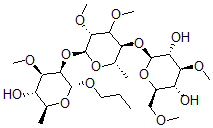 CAS 登录号：102717-63-5， (2S,3R,4S,5R,6R)-2-[(2S,3S,5R,6S)-6-[(2R,3R,4R,5S,6S)-5-羟基-4-甲氧基-6-甲基-2-丙氧基四氢吡喃-3-基]氧基-4,5-二甲氧基-2-甲基四氢吡喃-3-基]氧基-4-甲氧基-6-(甲氧基甲基)四氢吡喃-3,5-二醇