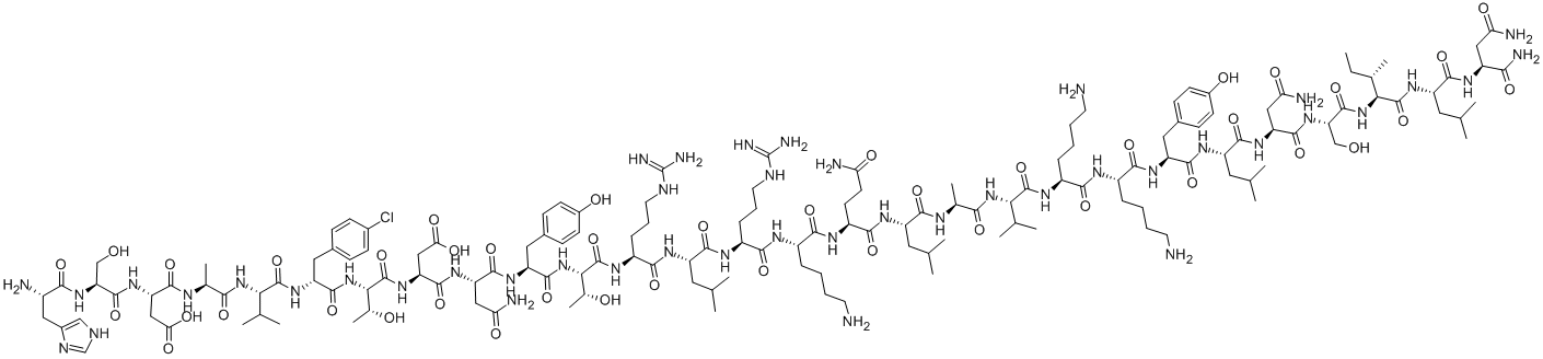结构式 CAS# 102805-45-8, 6-(4-氯-D-苯丙氨酸)-17-L-亮氨酸-血管活性小肠二十八肽(猪)