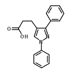 structure of CAS# 108446-77-1, 3-(1,3-Diphenyl-1H-Pyrazol-4-Yl)Propanoic Acid;1,3-Diphenylpyrazole-4-propionic acid;3-(1,3-diphenyl-1H-pyrazol-4-yl)propanoic acid;n / a