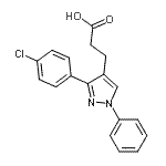 结构式 CAS# 108446-79-3, 3-[3-(4-氯苯基)-1-苯基-1H-吡唑-4-基]丙酸