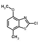 structure of CAS# 108773-00-8, 2-Chloro-4-Methoxy-7-Methyl-1,3-Benzothiazole;2-chloro-4-methoxy-7-methylbenzo[d]thiazole;2-Chloro-4-methoxy-7-methyl-benzothiazole;ZINC02455720