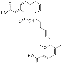 CAS 登录号：11076-19-0， (2E,4Z,6R,8Z,10E,14E,17S,18E,20Z)-20-(羧甲基)-6-甲氧基-2,5,17-三甲基二十二碳-2,4,8,10,14,18,20-七烯二酸