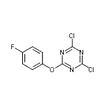 structure of CAS# 112748-46-6, 2,4-Dichloro-6-(4-Fluorophenoxy)-1,3,5-Triazine;2,4-bis(chloranyl)-6-(4-fluoranylphenoxy)-1,3,5-triazine;2,4-Dichloro-6-(4-fluorophenoxy)-1,3,5-triazine;4,6-dichloro-2-(4-fluorophenoxy)-1,3,5-triazine