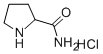 structure of CAS# 115630-49-4, 2-Pyrrolidinecarboxamide Hydrochloride (1:1);2-Pyrrolidinecarboxamide, Monohydrochloride;Pyrrolidine-2-Carboxamide Hydrochloride;DL-Pyrrolidine-2-Carboxamide