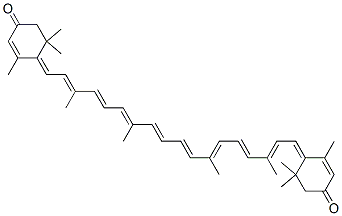 CAS#: 116-30-3， (4E)-3,5,5-Trimethyl-4-[(2E,4E,6E,8E,10E,12E,14E,16E,18E)-3,7,12,16-Tetramethyl-18-(2,6,6-Trimethyl-4-Oxo-1-Cyclohex-2-Enylidene)Octadeca-2,4,6,8,10,12,14,16-Octaenylidene]Cyclohex-2-En-1-One