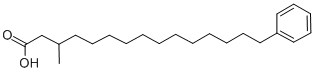 structure of CAS# 116754-80-4, beta-Methyl-Benzenepentadecanoicacid;3-Methyl-15-Phenyl-Pentadecanoic Acid;15-Phenyl-Beta-Methylpentadecanoic Acid;Benzenepentadecanoic Acid, Beta-Methyl-