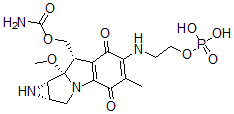 CAS 登录号：124580-38-7， (1aS-(1aalpha,8beta,8aalpha,8balpha))-8-(((氨基羰基)氧基)甲基)-1,1a,2,8,8a,8b-六氢-8a-甲氧基-5-甲基-6-((2-(膦酰氧基)乙基)氨基)-氮丙啶并(2',3':3,4)吡咯并(1,2-a)吲哚-4,7-二酮