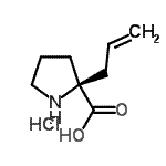 structure of CAS# 129704-91-2, 2-Allyl-D-Proline Hydrochloride (1:1);(S)-2-Allyl-2-pyrrolidinecarboxylic acid hydrochloride;(S)-Î±-Allyl-proline hydrochloride;(S)-α-Allyl-proline hydrochloride