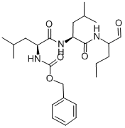structure of CAS# 133407-86-0, N-[(Phenylmethoxy)Carbonyl]-L-Leucyl-N-[(1S)-1-Formylbutyl]-L-Leucinamide;Z-LEU-LEU-NVA-H (ALDEHYDE);N-CBZ-LEU-LEU-NORVALINAL;Z-LEU-LEU-NVA-ALDEHYDE