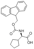 structure of CAS# 136555-16-3, (R)- alpha-[[(9H-Fluoren-9-ylmethoxy)carbonyl]amino]-CyclopentaneAcetic Acid;(R)-2-Cyclopentyl-2-(Fmoc-Amino)-Acetic Acid, Fmoc-Cyclopentyl-D-Gly-OH;N-ALPHA-(9-FLUORENYLMETHYLOXYCARBONYL)-D-BETA-CYCLOPENTYLGLYCINE;N-ALPHA-(9-FLUORENYLMETHYLOXYCARBONYL)-D-CYCLOPENTYLGLYCINE