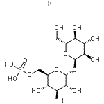 structure of CAS# 136632-28-5, Potassium,[(2R,3S,4S,5R,6R)-3,4,5-Trihydroxy-6-[(2R,3R,4S,5S,6R)-3,4,5-Trihydroxy-6-(Hydroxymethyl)Tetrahydropyran-2-Yl]Oxy-Tetrahydropyran-2-Yl]Methyl Dihydrogen Phosphate;TREHALOSE 6-PHOSPHATE DIPOTASSIUM SALT;Trehalose-6-phosphate;T4272_SIGMA