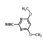structure of CAS# 139539-63-2, 4,6-Dimethoxy-2-Pyrimidinecarbonitrile;2-Cyano-4,6-dimethoxy-pyrimidine;4,6-Dimethoxypyrimidine-2-carbonitrile 98%;MFCD04972587