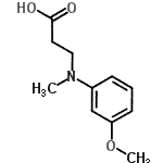 structure of CAS# 14055-88-0, N-(3-Methoxyphenyl)-N-Methyl-beta-Alanine;3-((3-methoxyphenyl)(methyl)amino)propanoic acid;3-[(3-methoxyphenyl)(methyl)amino]propanoic acid;3-[(3-Methoxy-phenyl)-methyl-amino]-propionic acid