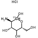 structure of CAS# 143553-09-7, (4xi)-2-Amino-2-Deoxy-D-(1-<Sup>13</Sup>C)-Xylo-Hexopyranose Hydrochloride (1:1);D-Glucosamine-1-13C hydrochloride;488739_ALDRICH