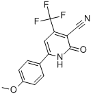 structure of CAS# 147381-61-1, 1,2-Dihydro-6-(4-Methoxyphenyl)-2-Oxo-4-(Trifluoromethyl)-3-Pyridinecarbonitrile;4-(TRIFLUOROMETHYL)-1,2-DIHYDRO-6-(4-METHOXYPHENYL)-2-OXOPYRIDINE-3-CARBONITRILE;3-CYANO-4-TRIFLUOROMETHYL-6-(4'-METHOXYPHENYL)-PYRIDINE-2-ONE