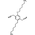 structure of CAS# 151903-53-6, 2,2'-[2,5-Bis(Hexyloxy)-1,4-Phenylene]Diacetonitrile;[4-(cyanomethyl)-2,5-bis(hexyloxy)phenyl]acetonitrile;2,5-Bis(hexyloxy)benzene-1,4-diacetonitrile;25-BIS BENZENE-14-DIACETONIT&
