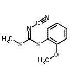 structure of CAS# 152381-95-8, 2-Methoxyphenyl Methyl Cyanocarbonodithioimidate;(2-Methoxyphenyl) methyl cyanocarbonimidodithioate