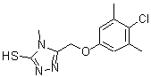 structure of CAS# 156867-73-1, 5-[(4-Chloro-3,5-Dimethylphenoxy)Methyl]-4-Methyl-4H-1,2,4-Triazole-3-Thiol;5-[(4-chl<wbr>oro-3,5-d<wbr>imethylph<wbr>enoxy)met<wbr>hyl]-4-me<wbr>thyl-1,2,<wbr>4-triazol<wbr>e-3-thiol;5-[(4-Chl<wbr>oro-3,5-d<wbr>imethylph<wbr>enoxy)met<wbr>hyl]-4-me<wbr>thyl-4H-1<wbr>,2,4-tria<wbr>zole-3-th<wbr>iol;MFCD03943563