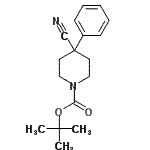structure of CAS# 158144-79-7, 2-Methyl-2-Propanyl 4-Cyano-4-Phenyl-1-Piperidinecarboxylate;MFCD09056769;tert-butyl 4-cyano-4-phenyl-1-piperidinecarboxylate