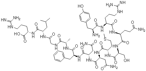 结构式 CAS# 159964-38-2, L-酪氨酰-L-精氨酰-L-谷氨酰胺酰-L-丝氨酰-L-蛋氨酰-L-天冬氨酰胺酰-L-天冬氨酰胺酰-L-苯丙氨酰-L-丙氨酰甘氨酰-L-亮氨酰-L-精氨酸