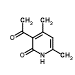 structure of CAS# 16151-14-7, 3-Acetyl-4,6-Dimethyl-2(1H)-Pyridinone;3-Acetyl-4,6-dimethyl-1H-pyridin-2-one;3-acetyl-4,6-dimethylpyridin-2(1H)-one;ZINC03029895
