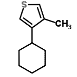 structure of CAS# 163045-78-1, 3-Cyclohexyl-4-Methylthiophene;3-cyclohexyl-4-methylthiophene