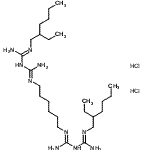 structure of CAS# 1715-30-6, N1,N14-Bis(2-ethylhexyl)-3,12-diimino-2,4,11,13-Tetraazatetradecanediimidamide hydrochloride (1:2);