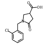 structure of CAS# 175205-45-5, 1-(2-Chlorobenzyl)-5-Oxo-3-Pyrrolidinecarboxylic Acid;1-(2-chlorobenzyl)-5-oxo-3-pyrrolidinecarboxylic acid;1-(2-Chlorobenzyl)-5-oxopyrrolidine-;1-(2-Chloro-benzyl)-5-oxo-pyrrolidine-3-carboxylic acid