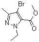 structure of CAS# 175276-98-9, 4-Bromo-1-Ethyl-3-Methyl-1H-Pyrazole-5-carboxylic Acid Methyl Ester;METHYL 4-BROMO-1-ETHYL-3-METHYL-1H-PYRAZOLE-5-CARBOXYLATE;METHYL 4-BROMO-1-ETHYL-3-METHYLPYRAZOLE-5-CARBOXYLATE