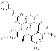 结构式 CAS# 17666-25-0, N-[(苄氧基)羰基]-L-酪氨酰-L-缬氨酰-N-[(3S)-5-氟-1-甲氧基-1,4-二氧代-3-戊烷基]-L-丙氨酰胺