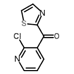 structure of CAS# 191220-43-6, (2-Chloro-3-Pyridinyl)(1,3-Thiazol-2-Yl)Methanone;2-CHLORO-3-(2-THIAZOLYLCARBONYL)PYRIDINE;MFCD02260449