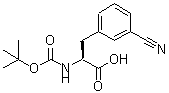 structure of CAS# 191872-32-9, 3-Cyano-N-{[(2-Methyl-2-Propanyl)Oxy]Carbonyl}Phenylalanine;2-[(tert-<wbr>butoxycar<wbr>bonyl)ami<wbr>no]-3-(3-<wbr>cyanophen<wbr>yl)propan<wbr>oic acid;2-tert-Butoxycarbonylamino-3-(3-cyano-phenyl)-propionic acid;Boc-D-3-cyanophenylalanine