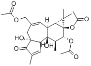 structure of CAS# 19891-05-5, Phorbol 12,13,20-triacetate;Phorbol Triacetate;5H-Cyclopropa(3,4)Benz(1,2-E)Azulen-5-One, 1,1A-Alpha,1B-Beta,4,4A,7A-Alpha,7B,8,9,9A-Decahydro-3-(Hydroxymethyl)-4A-Beta,7B-Alpha,9-Beta,9A-Alpha-Tetrahydroxy-1,1,6,8-Alpha-Tetramethyl-, 3,9,9A-Triacetate, (+)-;5H-Cyclopropa(3,4)Benz(1,2-E)Azulen-5-One, 9,9A-Bis(Acetyloxy)-3-((Acetyloxy)Methyl)-1,1A,1B,4,4A,7A,7B,8,9,9A-Decahydro-4A,7B-Dihydroxy-1,1,6,8-Tetramethyl-, (1Ar,1Bs,4Ar,7As,7Bs,8R,9R)-