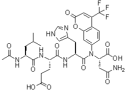 结构式 CAS# 210345-03-2, N-乙酰基亮氨酰-alpha-谷氨酰组氨酰-N-[2-氧代-4-(三氟甲基)-2H-苯并吡喃-7-基]-alpha-天冬氨酰胺
