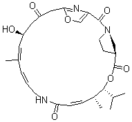 CAS#: 21102-49-8， 8,9,14,15,24,25,26,26alpha-Octahydro-14-Hydroxy-4,12-Dimethyl-3-(1-Methylethyl)-(3R,4R,5E,10E,12E,14S,26alphaR)-3H-21,18-Nitrilo-1H,22H-Pyrrolo[2,1-c][1,8,4,19]Dioxadiazacyclotetracosine-1,7,16,22(4H,17H)-Tetrone