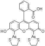 结构式 CAS# 212118-77-9, 2-[4,5-二(1,3,2-二硫杂砷戊环-2-基)-6-羟基-3-氧代-3H-氧杂蒽-9-基]苯甲酸