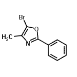 structure of CAS# 21354-98-3, 5-Bromo-4-Methyl-2-Phenyl-1,3-Oxazole;(5-Bromo-4-methyl-1,3-oxazol-2-yl)benzene;5-bromo-4-methyl-2-phenyl-1,3-oxazole;5-Bromo-4-methyl-2-phenyl-1,3-oxazole 95%