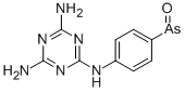 structure of CAS# 21840-08-4, (4-Arsenosophenyl)Melamine;(4-Arsorosophenyl)-(4,6-Diamino-S-Triazin-2-Yl)Amine;1,3,5-Triazine-2,4,6-Triamine, N-(4-Arsenosophenyl)-, Dihydrate;3177 R.P.