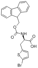 structure of CAS# 220497-83-6, Fmoc-D-2-(5-Bromothienyl)Alanine;(2R)-3-(5-Bromo-2-Thienyl)-2-(9H-Fluoren-9-Ylmethoxycarbonylamino)Propanoate;(2R)-3-(5-Bromo-2-Thienyl)-2-[(9H-Fluoren-9-Ylmethoxy-Oxomethyl)Amino]Propanoate;(2R)-3-(5-Bromo-2-Thienyl)-2-(9H-Fluoren-9-Ylmethoxycarbonylamino)Propionate
