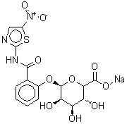 CAS#: 221287-83-8， Sodium 2-[(5-Nitro-1,3-Thiazol-2-Yl)Carbamoyl]Phenyl (5xi)-beta-L-Lyxo-Hexopyranosiduronate