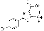 structure of CAS# 229957-02-2, 5-(4-Bromophenyl)-2-(Trifluoromethyl)-3-Furoic Acid;1-Bromo-4-[4-carboxy-5-(trifluoromethyl)fur-2-yl]benzene;3-FURANCA<wbr>RBOXYLIC <wbr>ACID,5-(4<wbr>-BROMOPHE<wbr>NYL)-2-(T<wbr>RIFLUOROM<wbr>ETHYL)-;5-(4-Bromophenyl)-2-(trifluoromethyl)-3-furoicacid