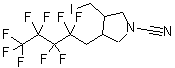 structure of CAS# 231285-91-9, 3-(Iodomethyl)-4-(2,2,3,3,4,4,5,5,5-Nonafluoropentyl)-1-Pyrrolidinecarbonitrile;N-Cyano-3-(iodomethyl)-4-(1H,1H-nonafluoropentyl)pyrrolidine;N-Cyano-3<wbr>-(iodomet<wbr>hyl)-4-(1<wbr>H,1H-nona<wbr>fluoropen<wbr>tyl)-pyrr<wbr>olidine;Research sample