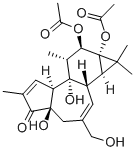 structure of CAS# 24928-15-2, Phorbol 12,13-Diacetate;5H-Cyclopropa(3,4)Benz(1,2-E)Azulen-5-One, 1,1A-Alpha,16-Beta,4,4A,7A-Alpha,7B,8,9,9A-Decahydro-4A-Beta,7B-Alpha,9-Beta,9A-Alpha-Tetrahydroxy-3-(Hydroxymethyl)-1,1,6,8-Alpha-Tetramethyl-, 9,9A-Diacetate, (+);5H-Cyclopropa(3,4)Benz(1,2-E)Azulen-5-One, 9,9A-Bis(Acetyloxy)-1,1A,1B,4,4A,7A,7B,8,9,9A-Decahydro-4A,7B-Dihydroxy-3-(Hydroxymethyl)-1,1,6,8-Tetramethyl-, (1Ar-(1Aalpha,1Bbeta,4Abeta,7Aalpha,7Balpha,8Alpha,9Beta,9Aalpha))-;9,9A-Bis(Acetyloxy)-1,1A,1B,4,4A,7A,7B,8,9,9A-Decahydro-4A,7B-Dihydroxy-3-(Hydroxymethyl)-1,1,6,8-Tetramethyl-5H-Cyclopropa(3,4)Benz(1,2-E)Azulen-5-One (1Ar-(1Aalpha,1Bbeta,4Abeta,7Aalpha,7Balpha,8Alpha,9Beta,9Aalpha))-