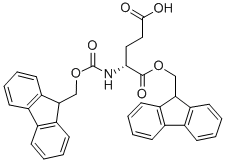 structure of CAS# 252049-17-5, N-[(9H-Fluoren-9-Ylmethoxy)Carbonyl]-D-Glutamic Acid 1-(9H-Fluoren-9-Ylmethyl) Ester