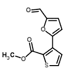 结构式 CAS# 255828-29-6, 甲基3-(5-甲酰基-2-呋喃基)-2-噻吩羧酸酯