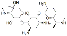 CAS 登录号：25876-10-2， (2R,3R,4R,5R)-2-[(1S,2S,3R,4S,6R)-4,6-二氨基-3-[(2R,3R,6S)-3-氨基-6-[(1R)-1-甲基氨基乙基]四氢吡喃-2-基]氧基-2-羟基-环己基]氧基-5-甲基-4-甲基氨基-四氢吡喃-3,5-二醇