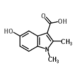 structure of CAS# 25888-01-1, 5-Hydroxy-1,2-Dimethyl-1H-Indole-3-Carboxylic Acid;5-Hydroxy-1,2-dimethyl-1H-indole-3-carboxylic acid;5-HYDROXY-1,2-DIMETHYL-1H-INDOLE-3-CARBOXYLICACID;5-hydroxy-1,2-dimethylindole-3-carboxylic acid