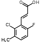 structure of CAS# 261762-89-4, (2E)-3-(2-Chloro-6-Fluoro-3-Methylphenyl)Acrylic Acid;(2E)-3-(2-chloro-6-fluoro-3-methylphenyl)prop-2-enoic acid;(E)-3-(2-chloro-6-fluoro-3-methylphenyl)acrylic acid;2-Chloro-6-fluoro-3-methylcinnamic acid