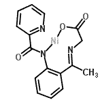 structure of CAS# 264921-97-3, (7E)-8-Methyl-2-(Pyridine-2-Carbonyl)-4-Oxa-2,7-Diaza-3lambda<Sup>2</Sup>-Nickelabicyclo[7.4.0]Trideca-1(9),7,10,12-Tetraen-5-One;[N-[1-[2-<wbr>(2-Pyridy<wbr>lcarboxam<wbr>ido)pheny<wbr>l]ethylid<wbr>ene]glyci<wbr>nato]nick<wbr>el